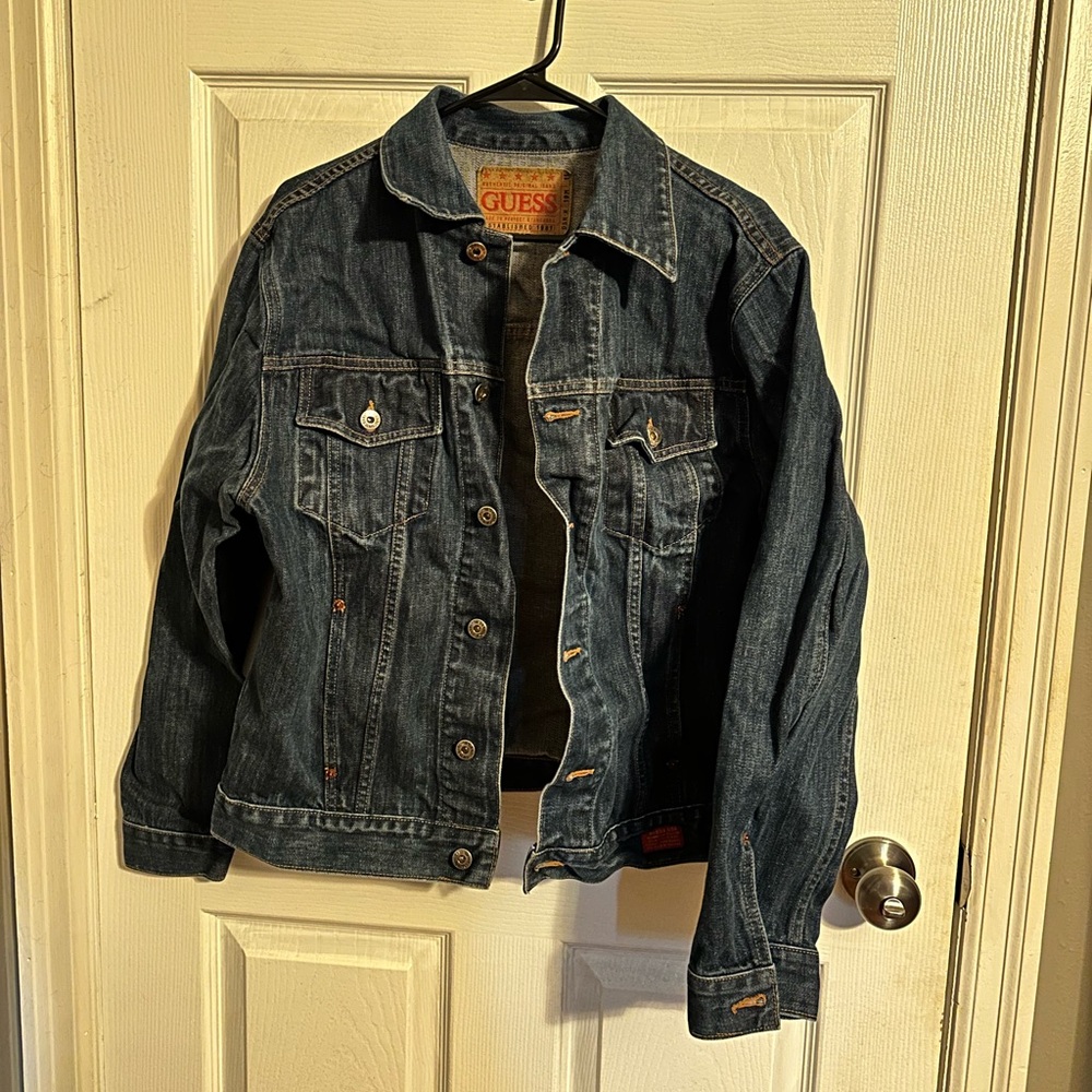 Guess Authentic Denim Jean Jacket with vintage logo patch EST. 1981